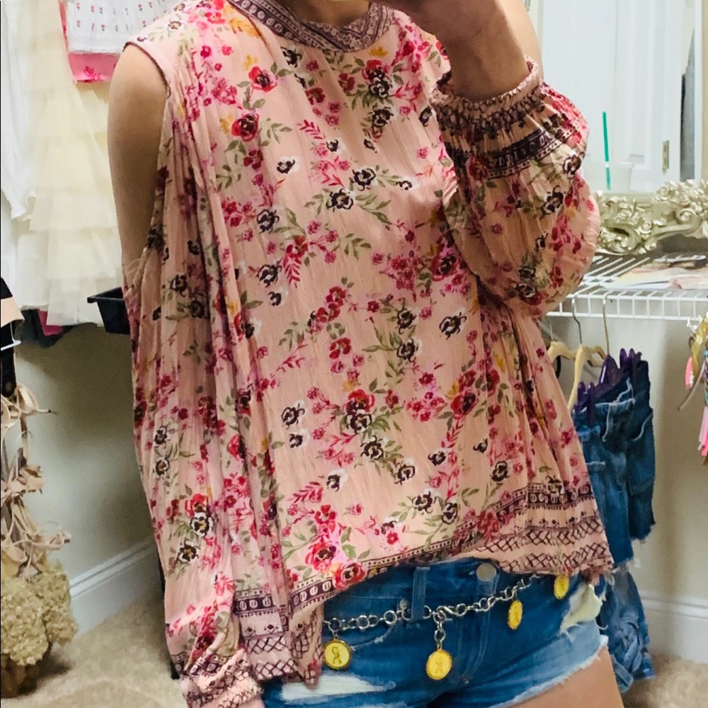Cold shoulder floral blouse